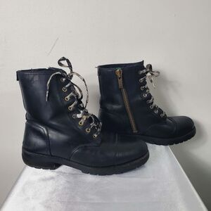 UGG Black Leather Boots With Lining